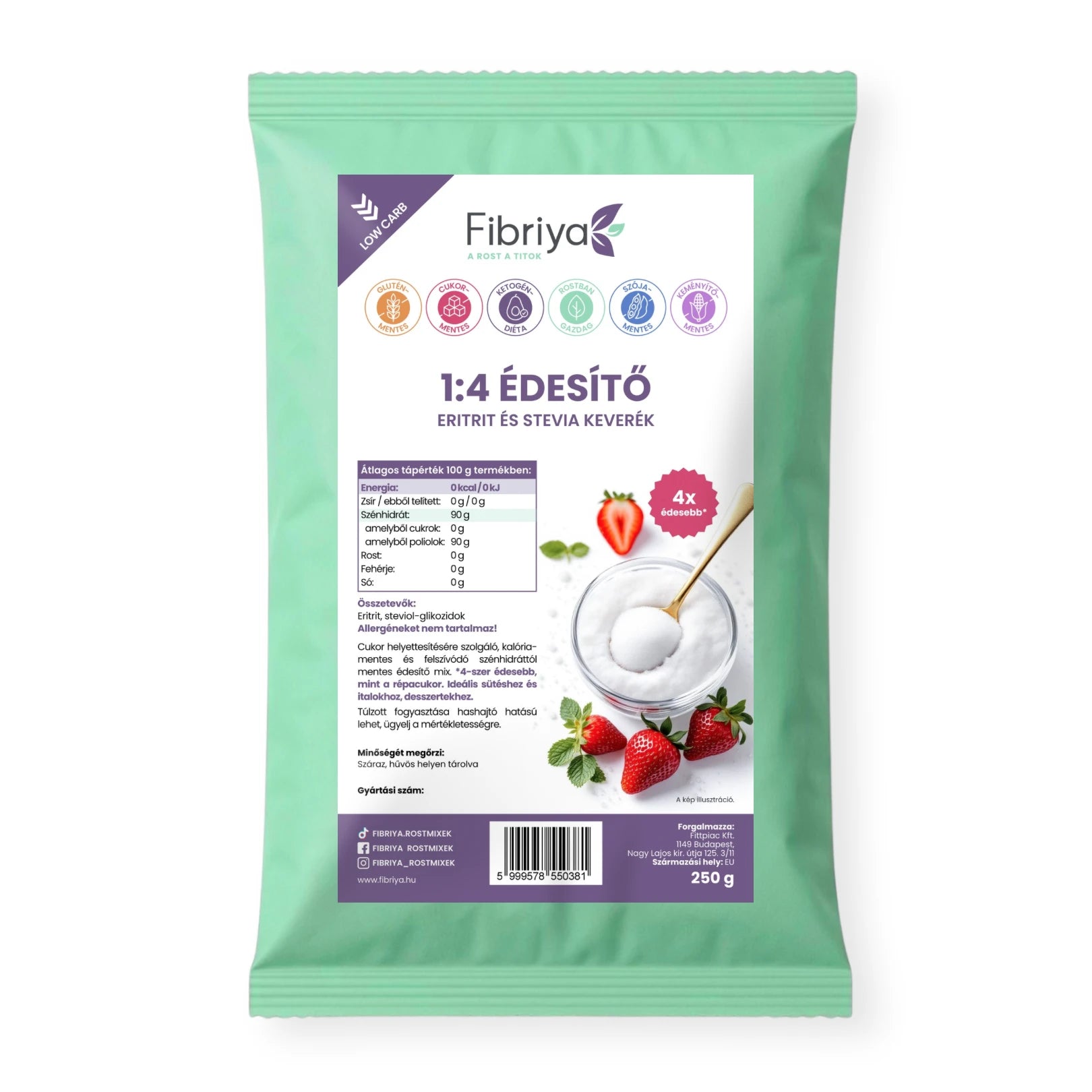 Fibriya 1:4 Süßungsmix – Erythrit & Stevia 250g
