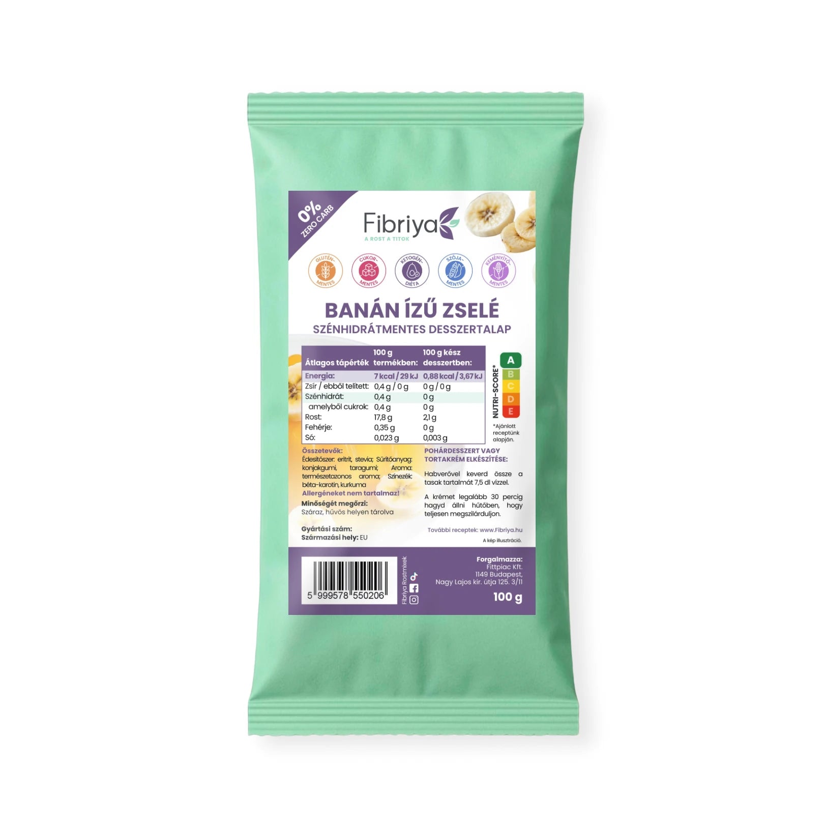 Fibriya Bananen-Gelee – Kohlenhydratfreie Dessertbasis 100g