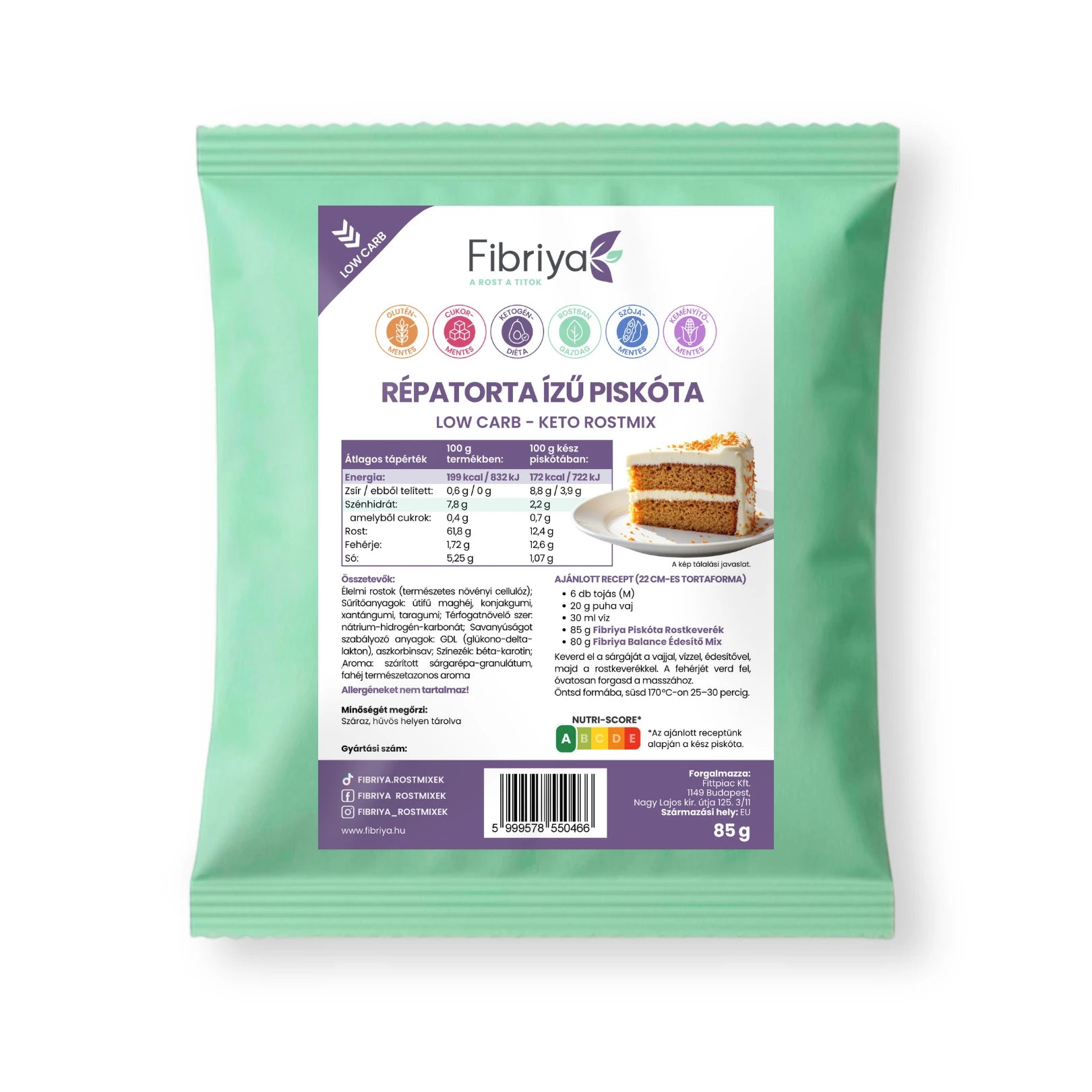 Fibriya Carrot Cake Biskuit – Low-Carb Keto Ballaststoffmix 85g