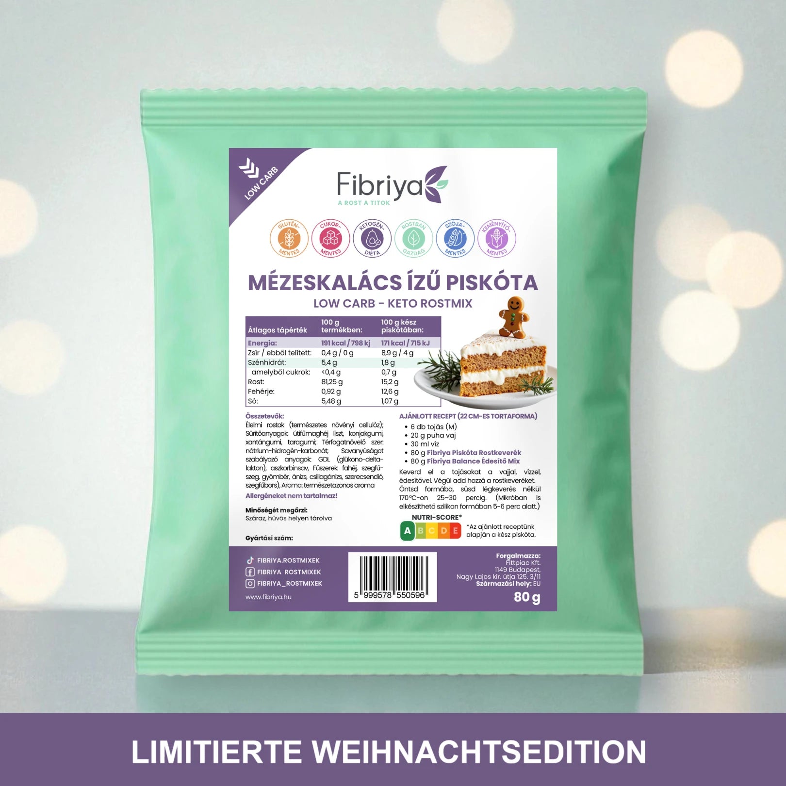 Fibriya Lebkuchen-Biskuit – Low-Carb Keto Ballaststoffmix 80g