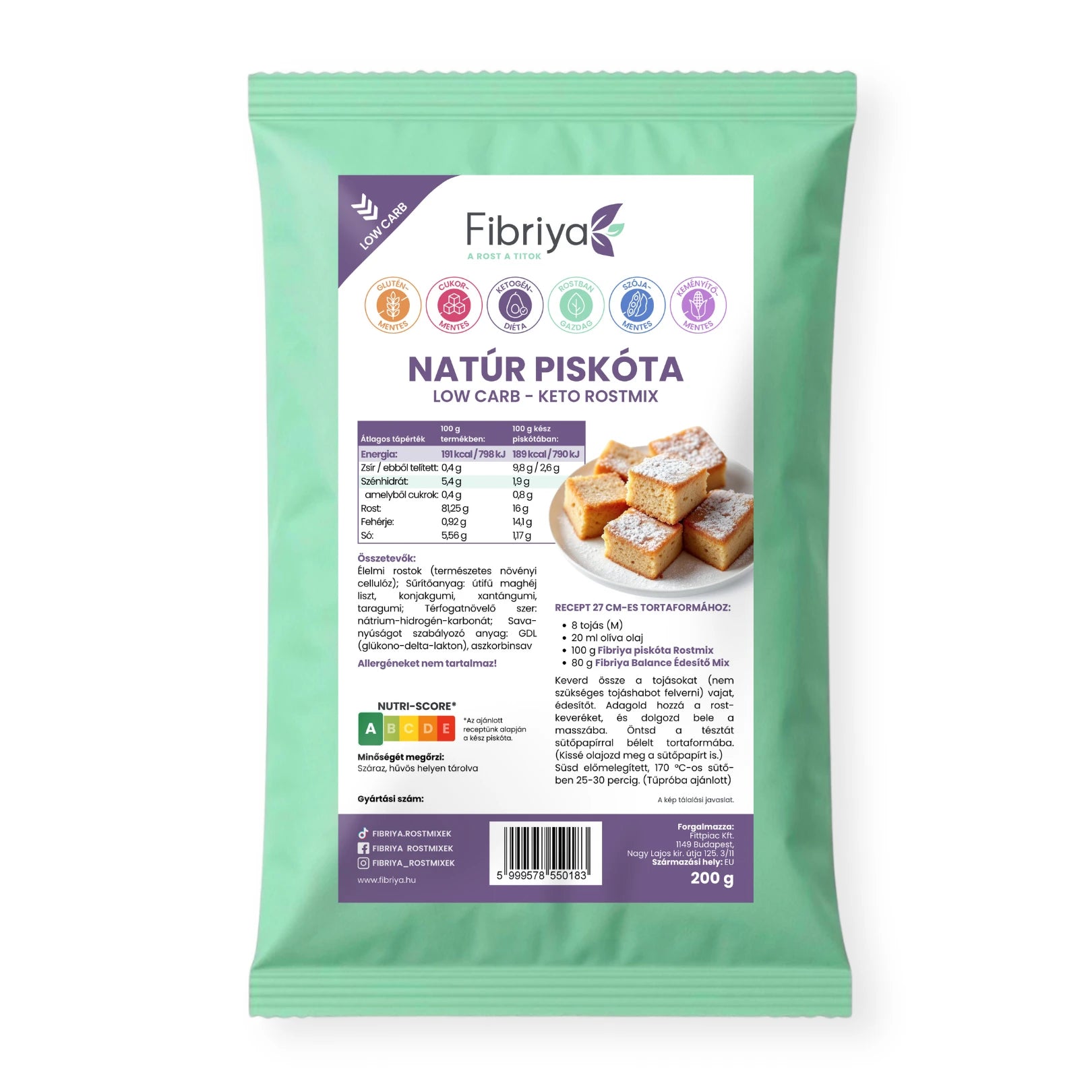 Fibriya Neutraler-Biskuit – Low-Carb Keto Ballaststoffmix 200g