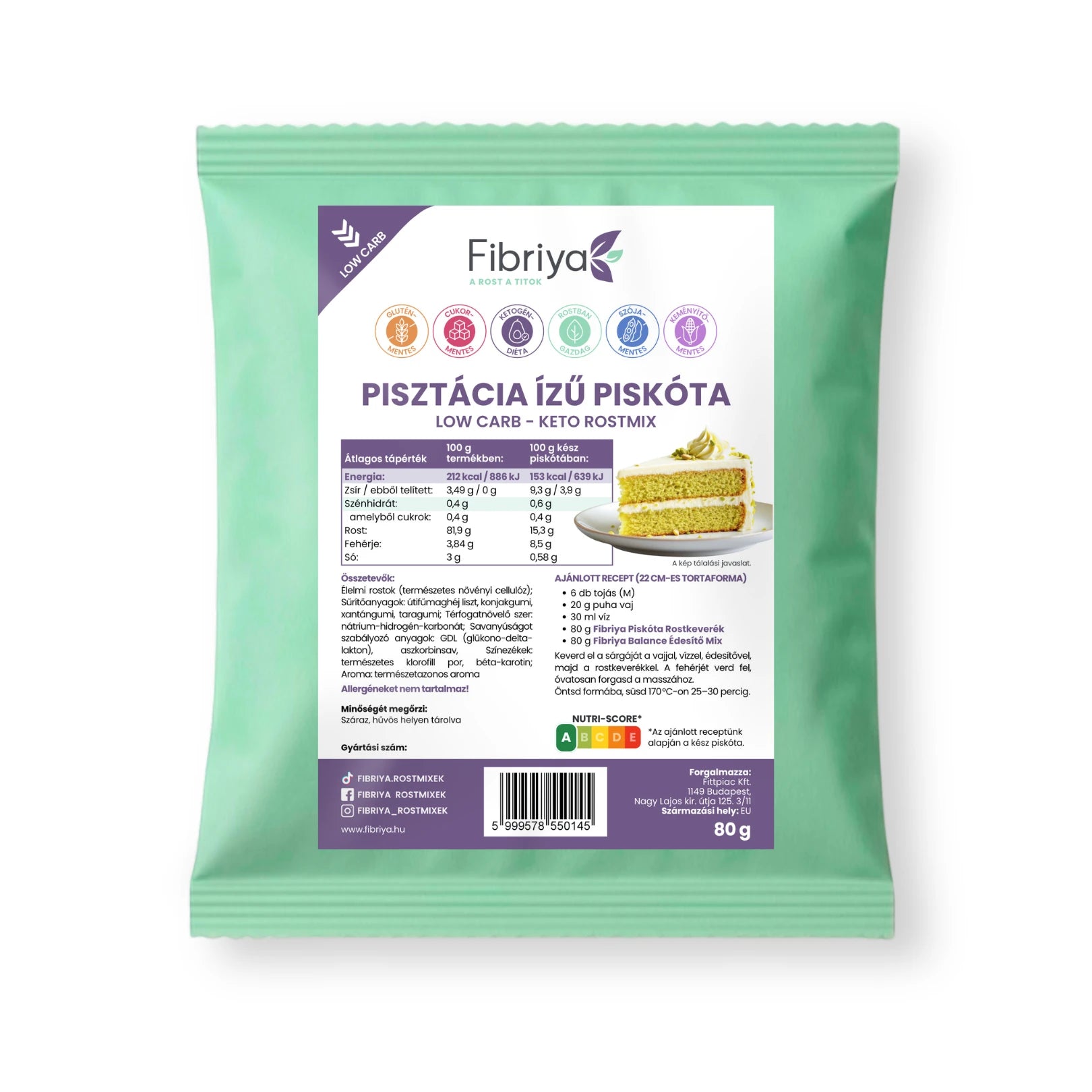 Fibriya Pistazien-Biskuit – Low-Carb Keto Ballaststoffmix 80g