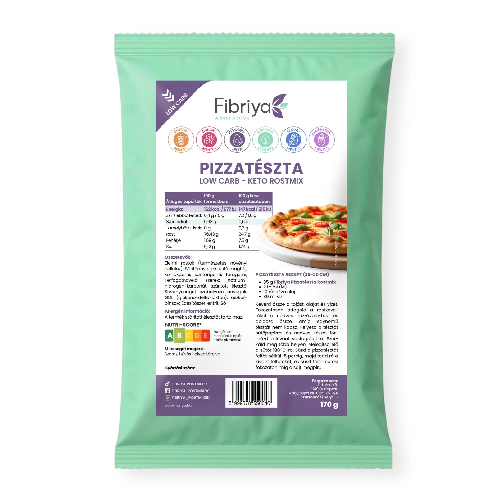 Fibriya Pizzateig – Low-Carb Keto Ballaststoffmix 170g