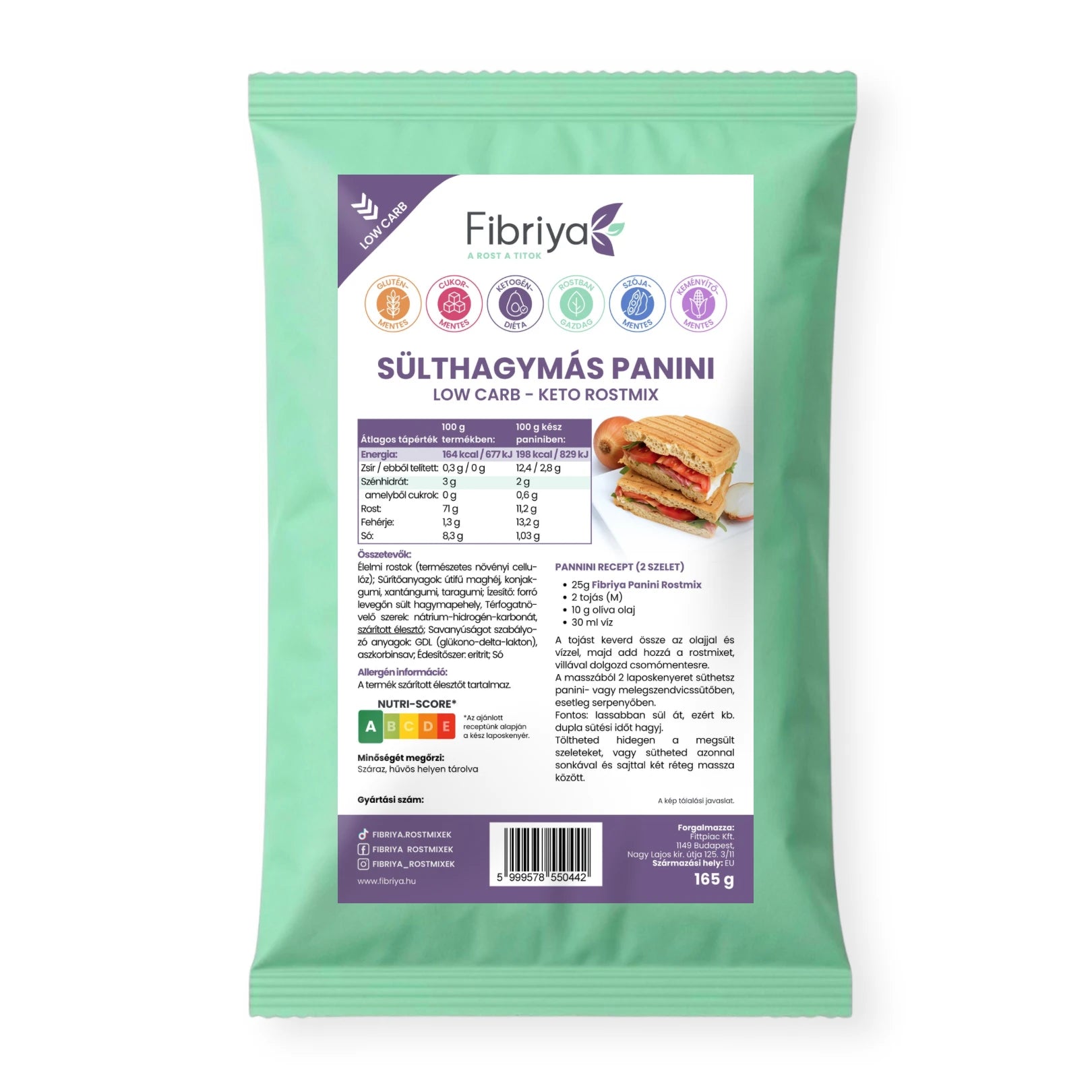Fibriya Röstzwiebel-Panini – Low-Carb Keto Ballaststoffmix 165g