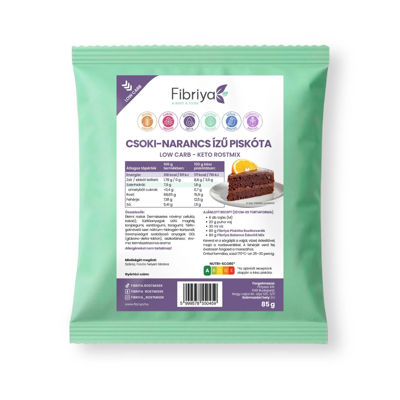 Fibriya Schoko-Orange Biskuit – Low-Carb Keto Ballaststoffmix 85g