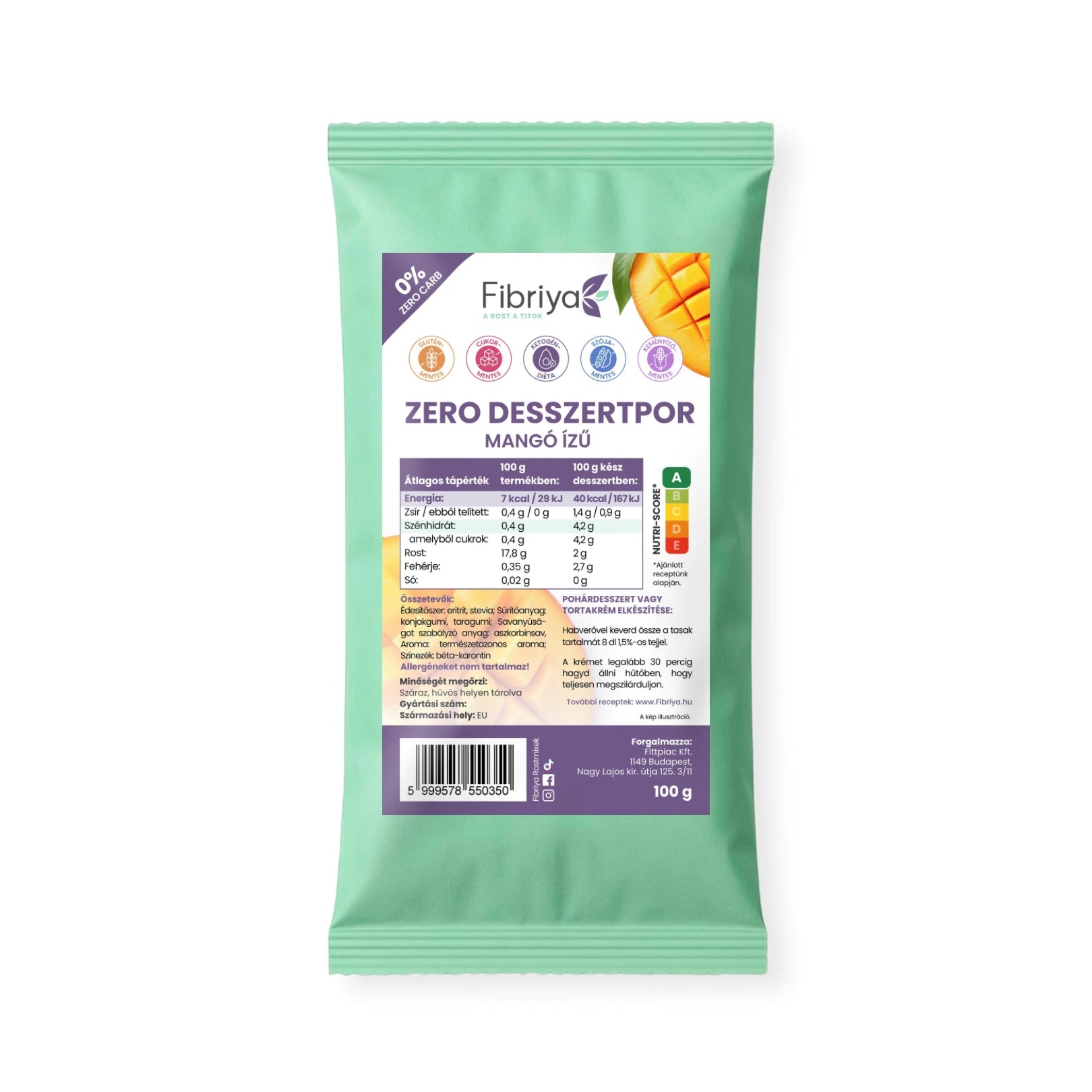 Fibriya Zero Dessertpulver Mango 100g