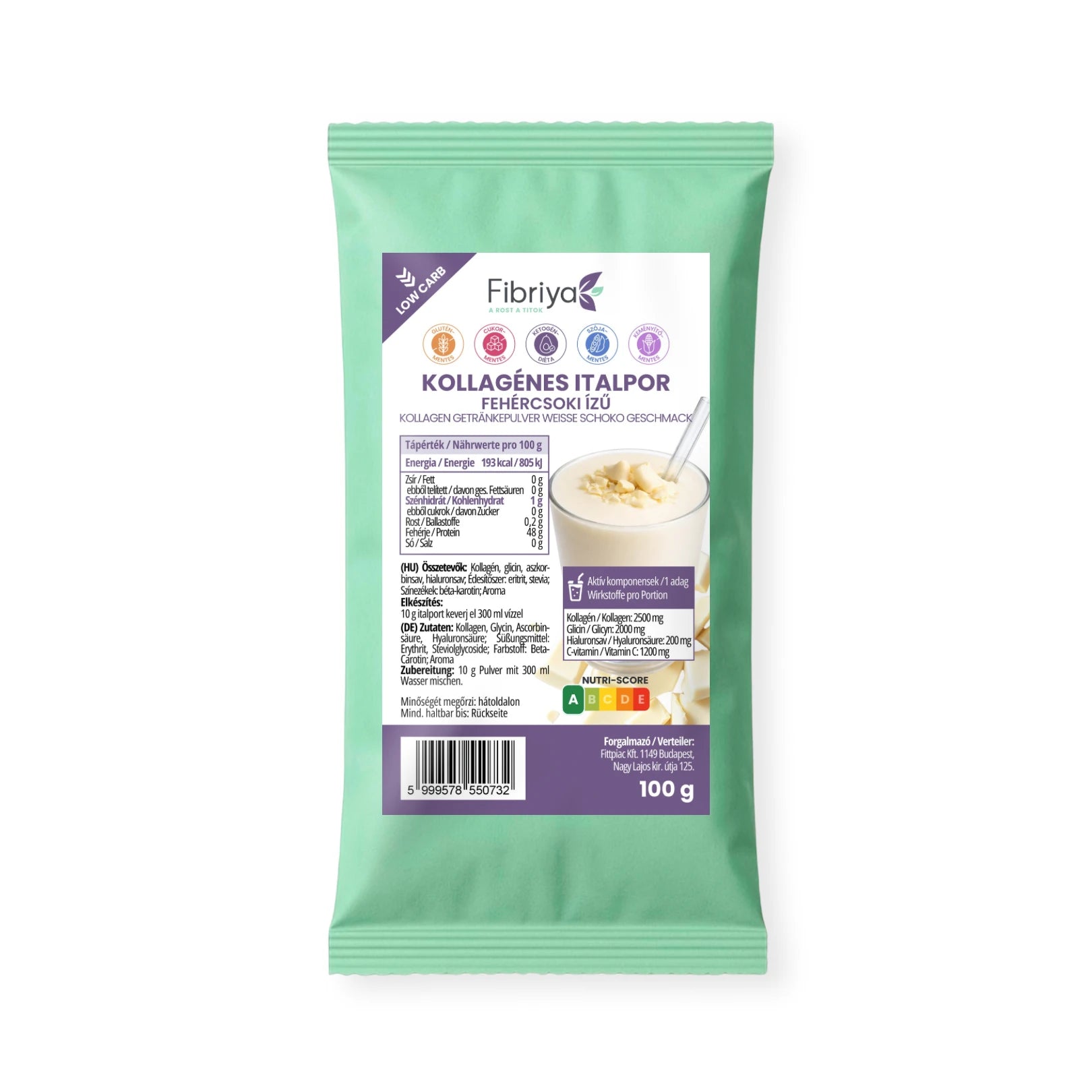 Fibriya Getränkepulver mit Kollagen Weiße-Schoko 100g