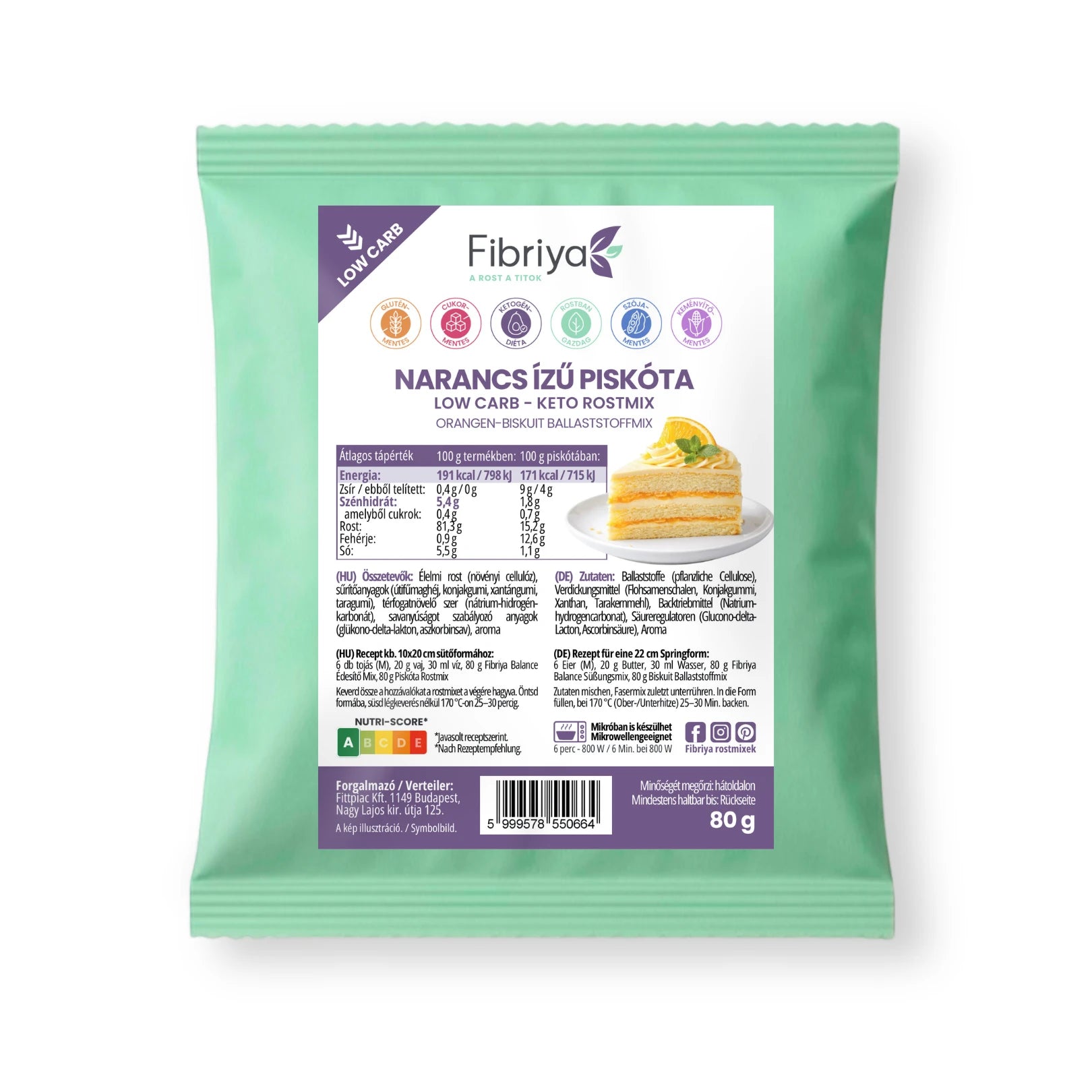 Fibriya Orangen Biskuit – Low-Carb Keto Ballaststoffmix 80g